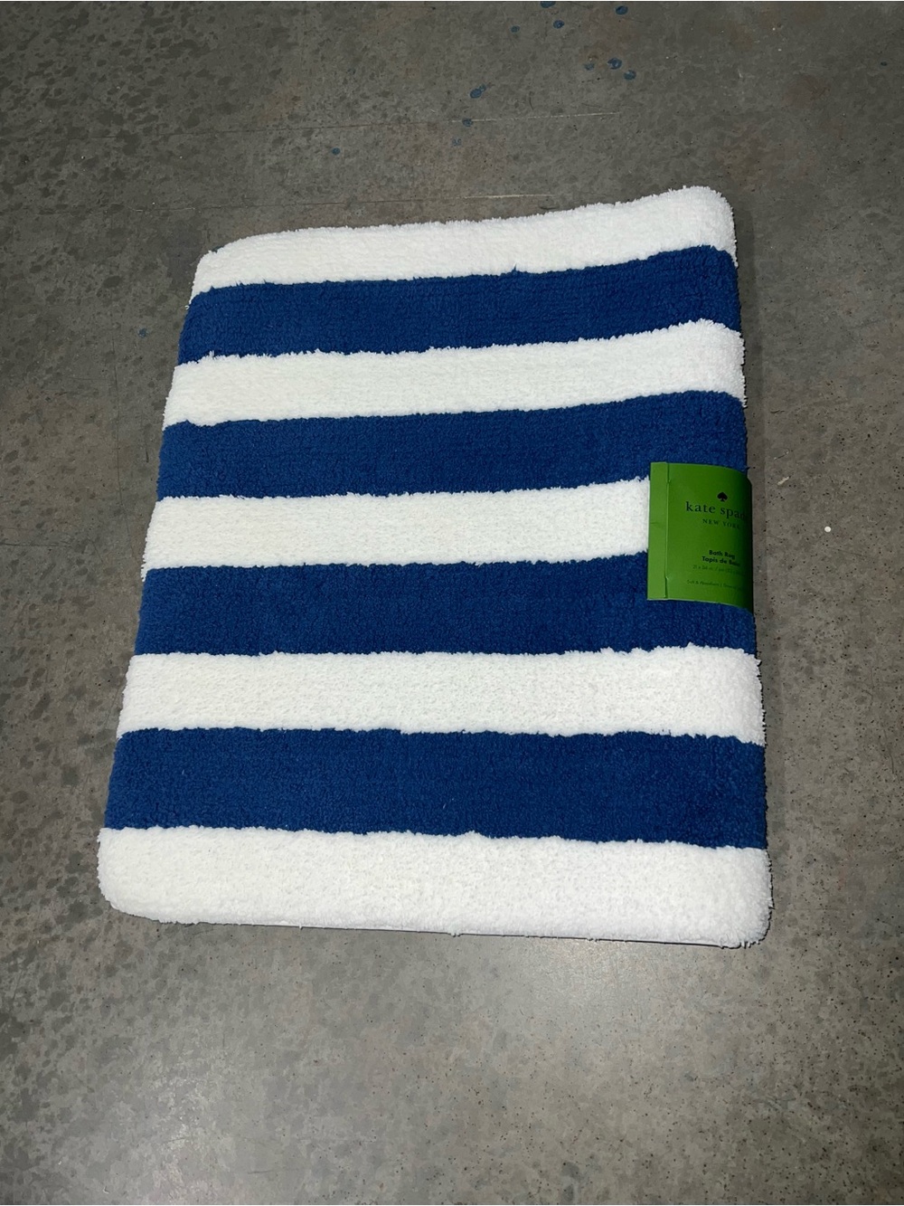 Kate Spade New York Royal Blue & White Striped Bath Mat/Rug Size 21x34